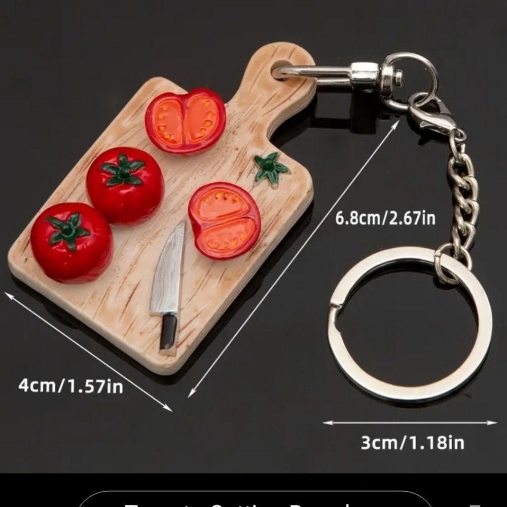 Tomato Cutting Board 2.5" x 1.5" Keychain